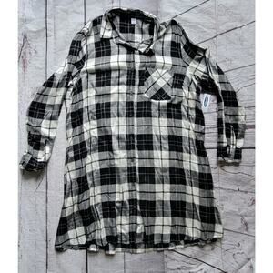 Old Navy Black White Plaid Shirt Dress Size XL New